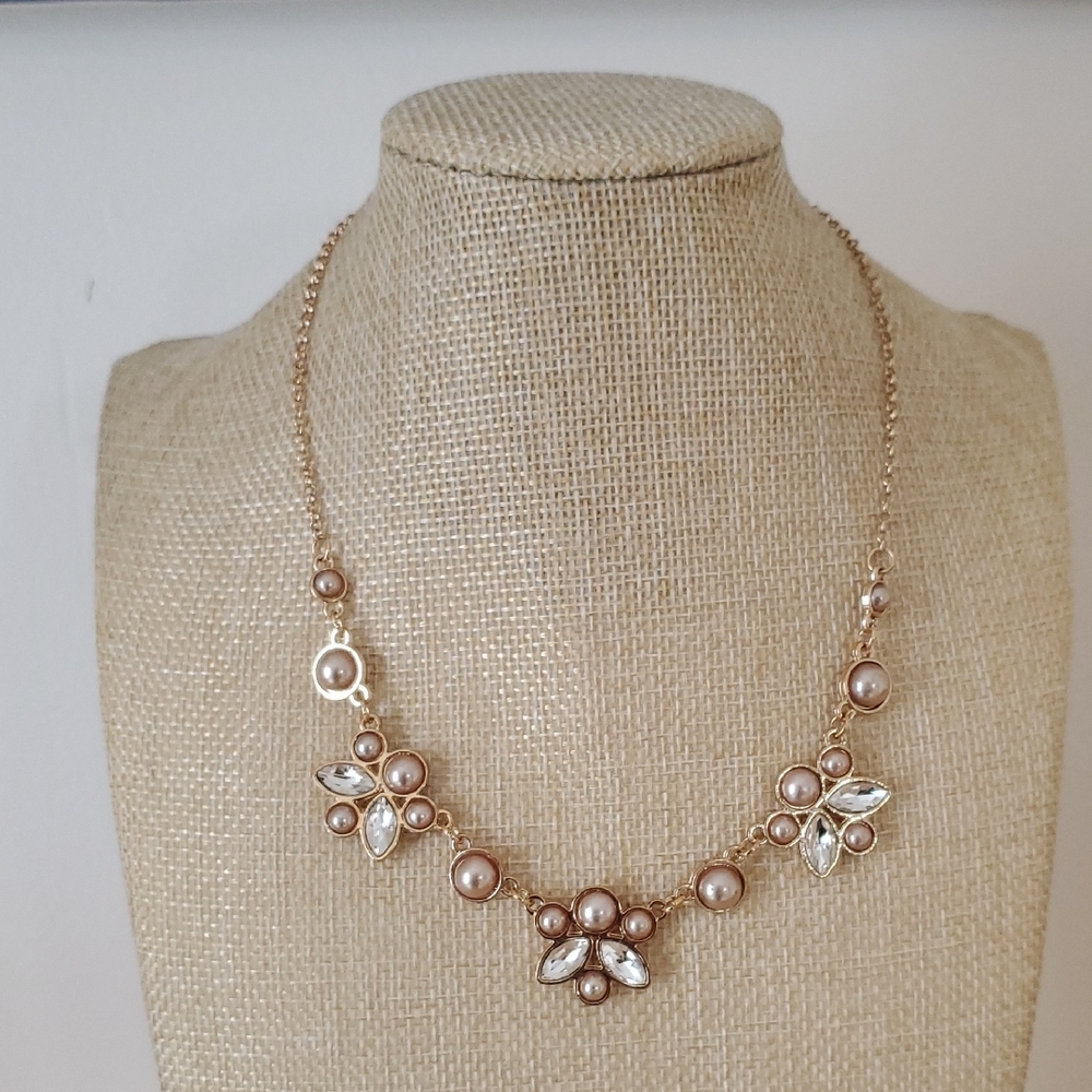 Faux Pearl and Crystal Necklace - Picture 2 of 4